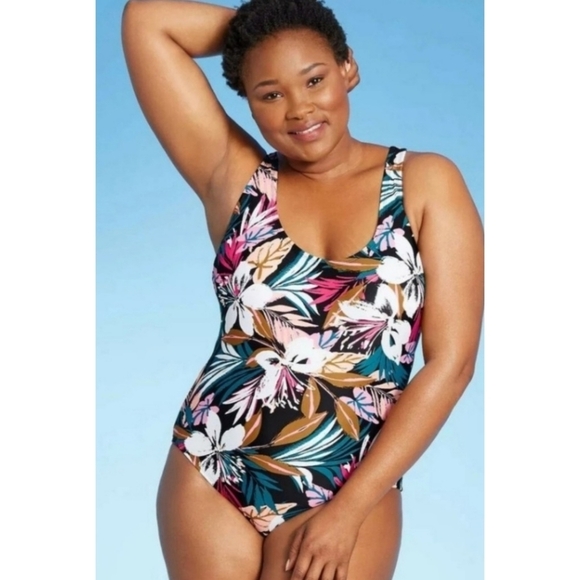 Kona Sol medium coverage one piece swimsuit Floral Size M - Picture 1 of 12